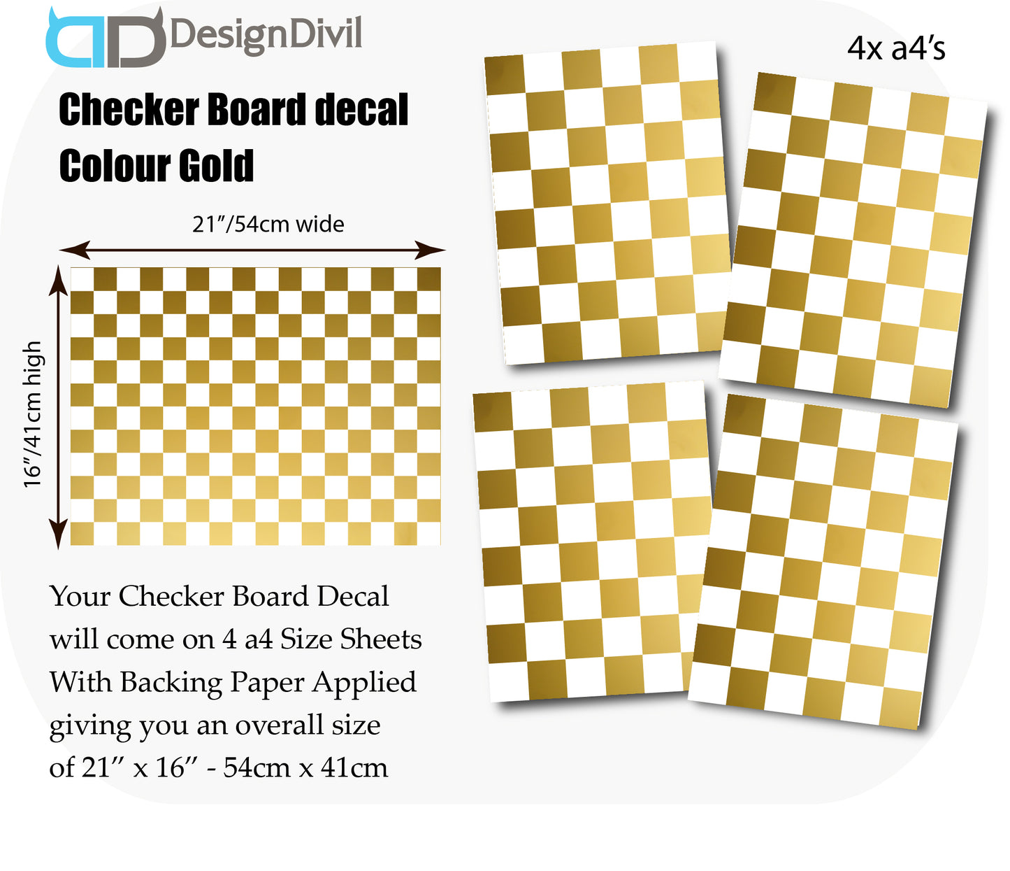 Custom Made Checker Board Squares Decal Stickers to fit Guitars & Basses. 10 Colour Options. 4 x A4 Sheets.