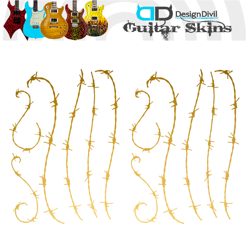 Awesome Barb Wire. Guitar Vinyl Matte Decal Sticker. Colour Options Available.