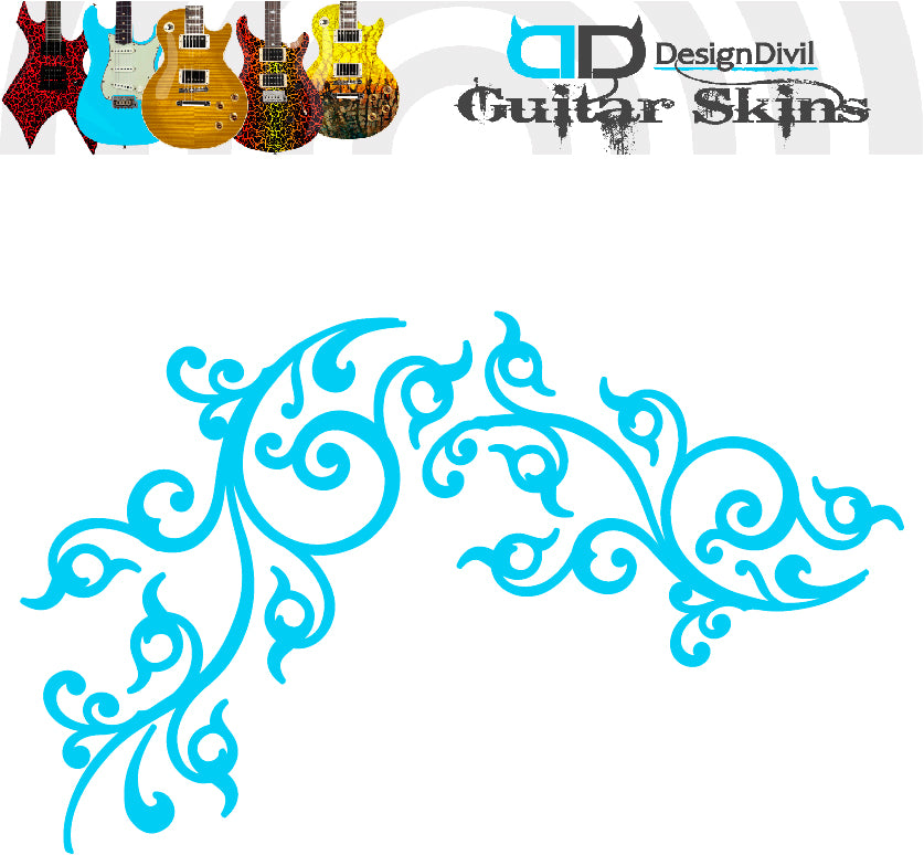 Pro Acoustic Floral Swirl. Guitar Vinyl Matte Decal Sticker.