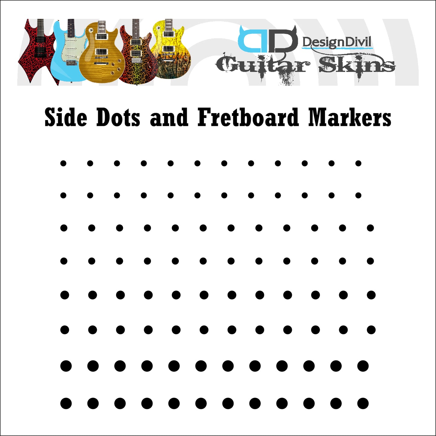 Side Dots and Fret Markers Decal Stickers for Guitars & Basses 8 Colour Options