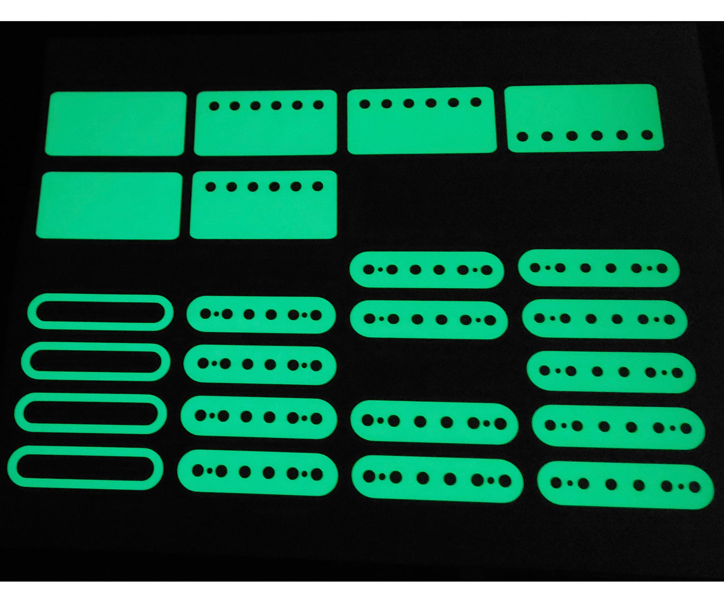 Luminous Guitar Pickup Inlay Decal Stickers. Glow in the Dark Vinyl ,7 Sets.