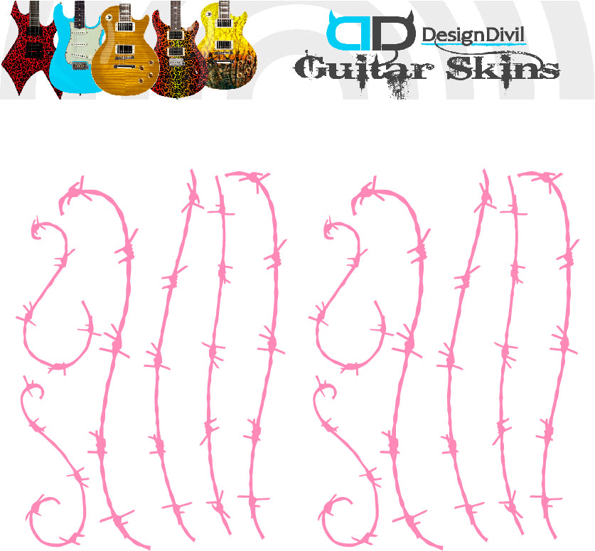 Awesome Barb Wire. Guitar Vinyl Matte Decal Sticker. Colour Options Available.