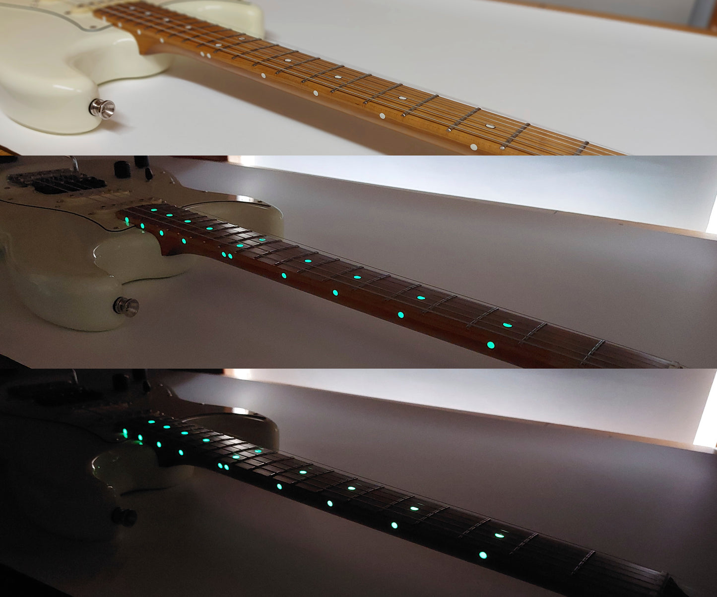 Luminous Vinyl Side Dots and Fret Markers Glow in the Dark Decal Stickers for Guitars & Basses and other Musical Instruments