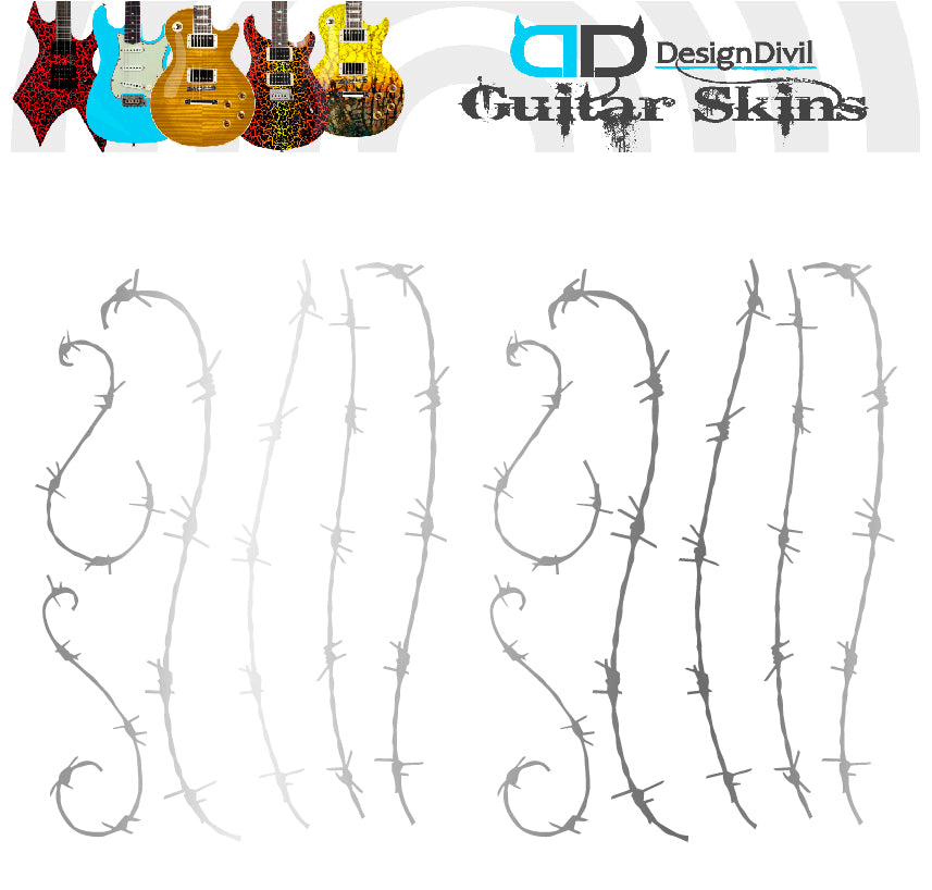 Awesome Barb Wire. Guitar Vinyl Matte Decal Sticker. Colour Options Available.