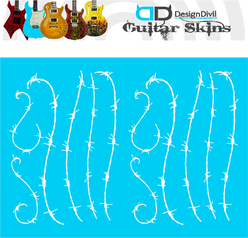 Awesome Barb Wire. Guitar Vinyl Matte Decal Sticker. Colour Options Available.