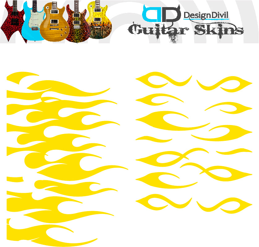 Custom Made Flames Decal Sticker Fits Guitars & Basses. Colour Options available