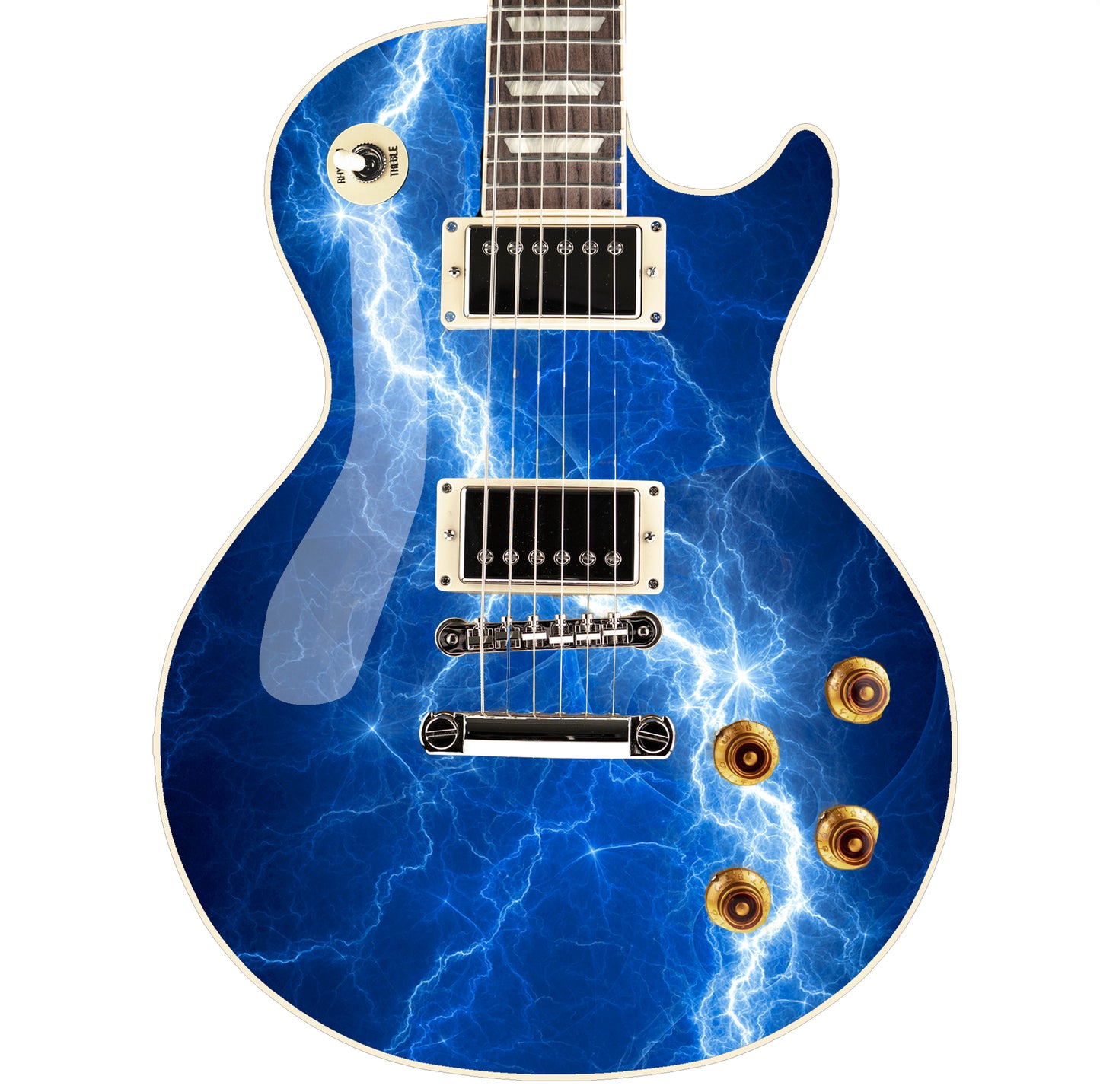 Guitar/Bass Skin Axe Wrap Re Skin Vinyl Decal Sticker Blue Lightning Bolt GS126