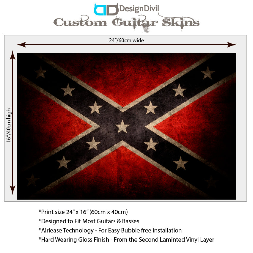 Copy of Guitar/Bass Confederate Flag Laminated Skin Wrap Vinyl Decal Sticker. GS138