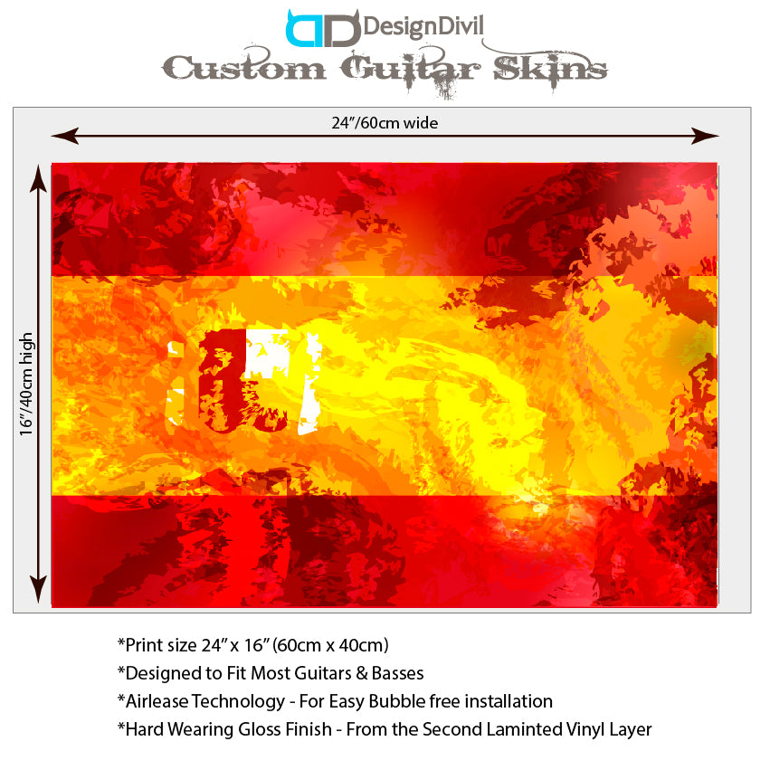 Guitar/Bass Spain Flag Laminated Skin Wrap Vinyl Decal Sticker. GS142