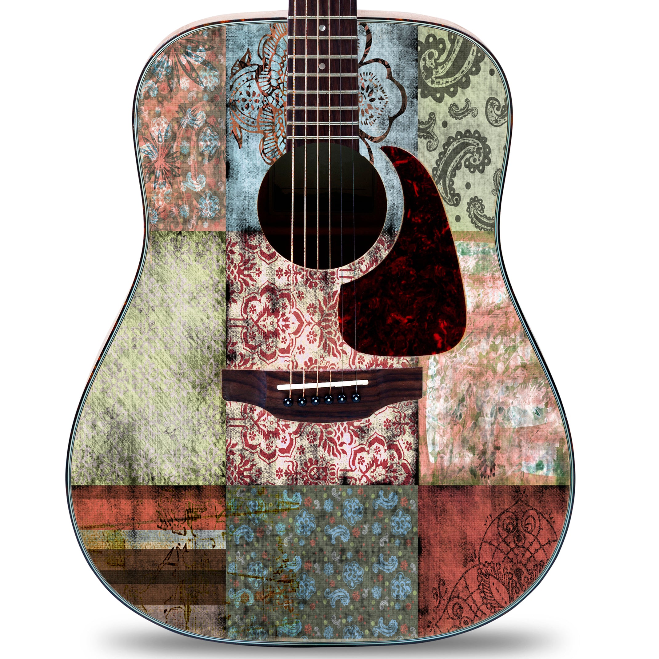Acoustic/Electric Guitar Skin Wrap Vinyl Decal Sticker 'Bohemian Patch ...