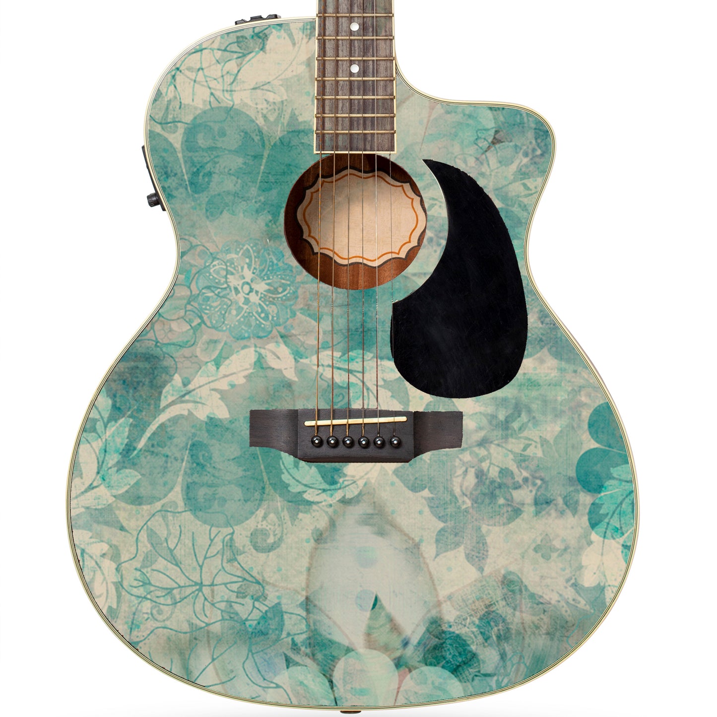 Acoustic/Electric Guitar Skin Wrap Vinyl Decal Sticker 'Vintage Flower' GS147