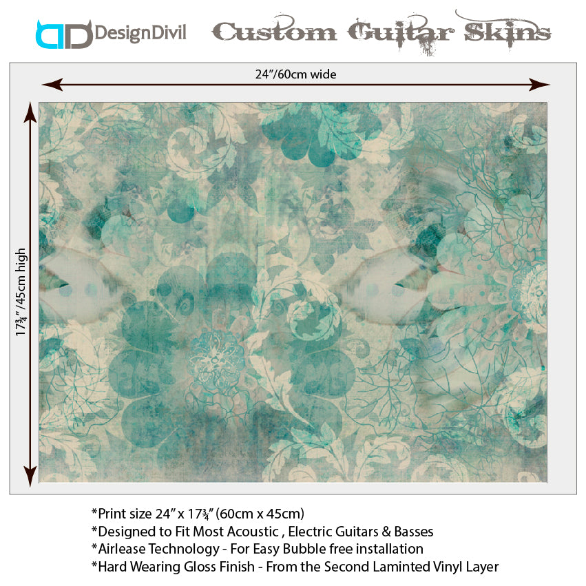 Acoustic/Electric Guitar Skin Wrap Vinyl Decal Sticker 'Vintage Flower' GS147