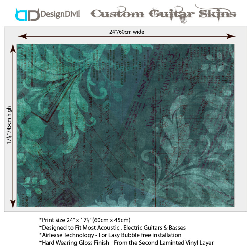 Acoustic/Electric Guitar Skin Wrap Vinyl Decal Sticker 'Vintage Pattern' GS148