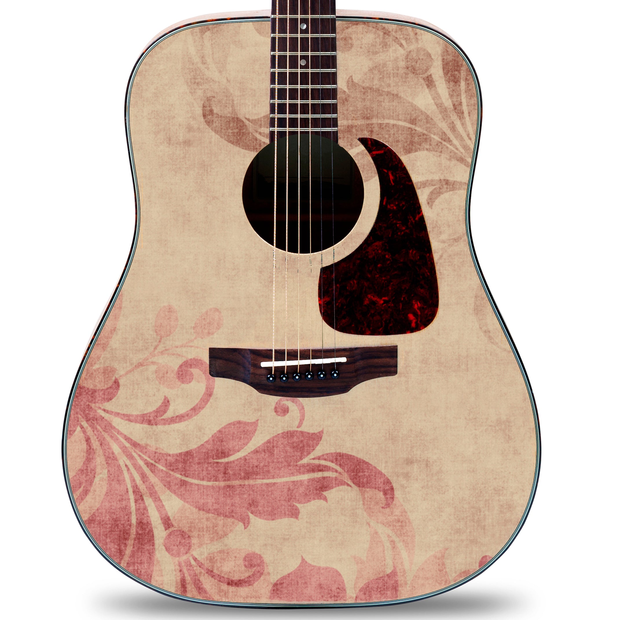 Acoustic/Electric Guitar Skin Wrap Vinyl Decal Sticker 'Vintage Cream ...