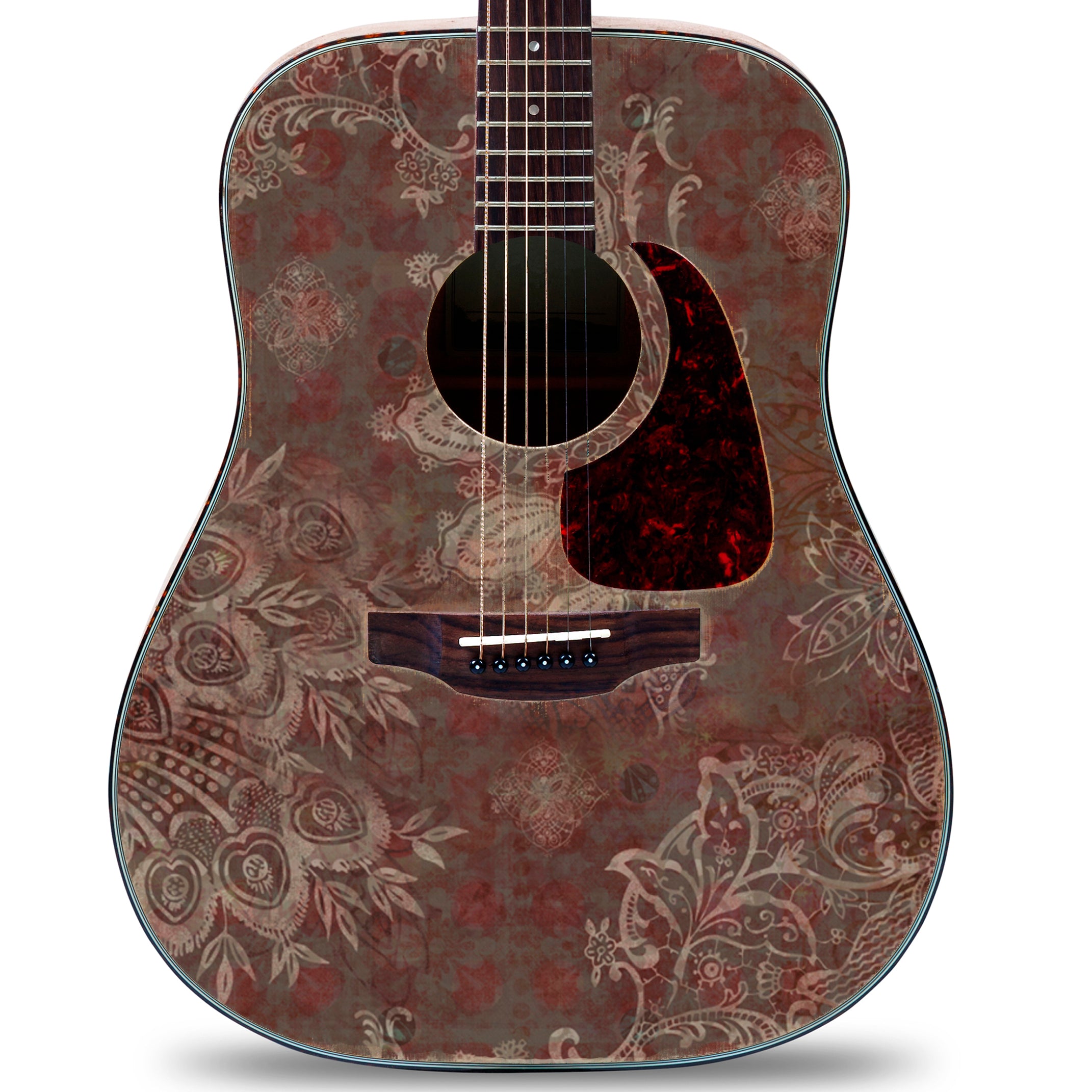 Acoustic/Electric Guitar Skin Wrap Vinyl Decal Sticker 'Vintage Floral ...