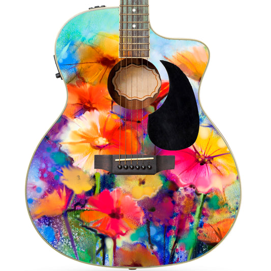 Acoustic/Electric Guitar Skin Wrap Vinyl Decal Sticker Abstract Floral GS158
