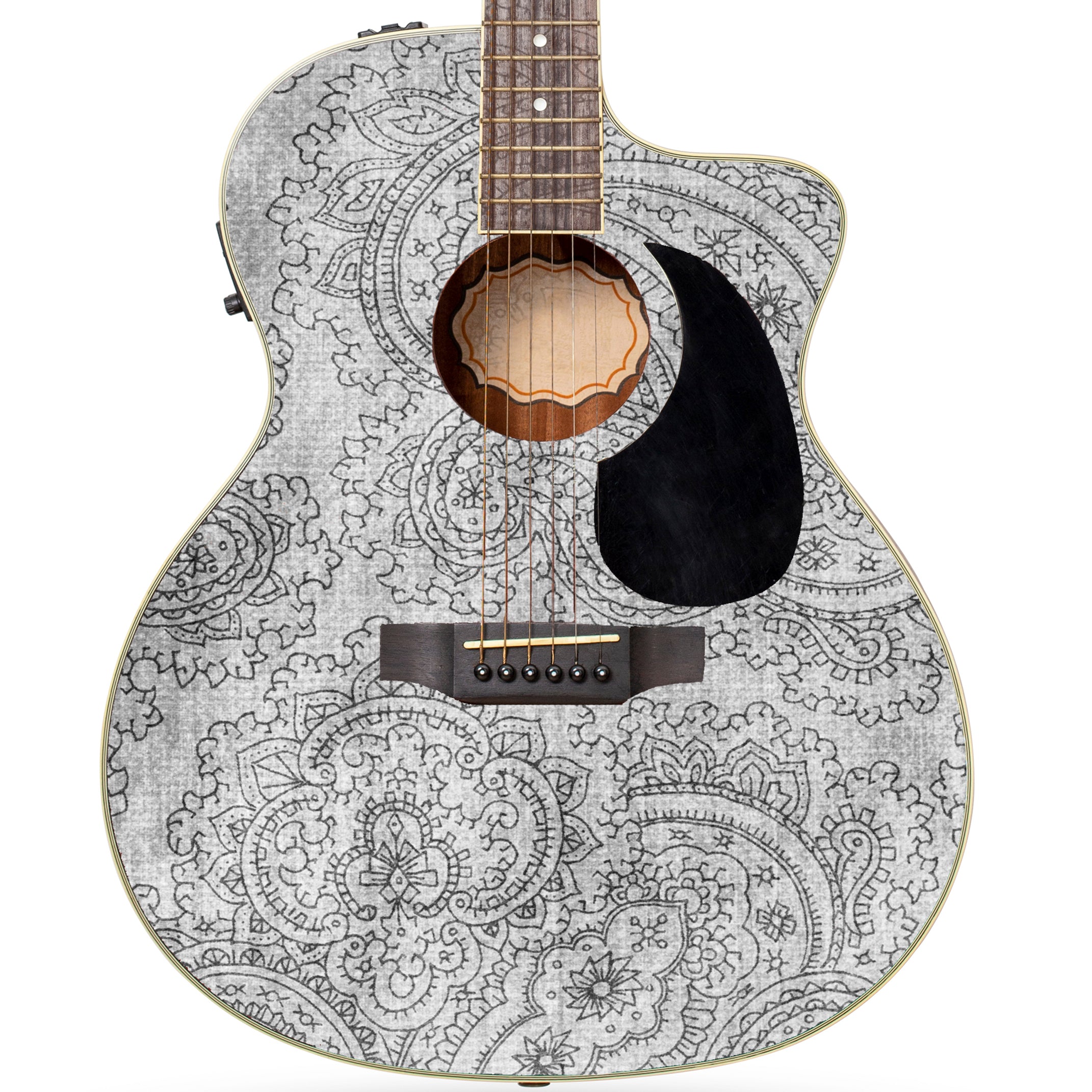 Acoustic/Electric Guitar Skin Wrap Vinyl Decal Sticker Vintage Greys L ...
