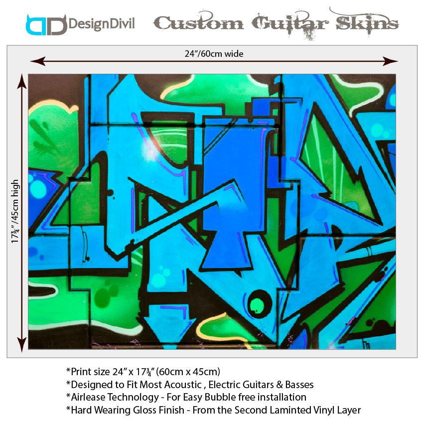 Acoustic/Electric Guitar Skin Wrap Vinyl Decal Sticker Street Graffiti GS166
