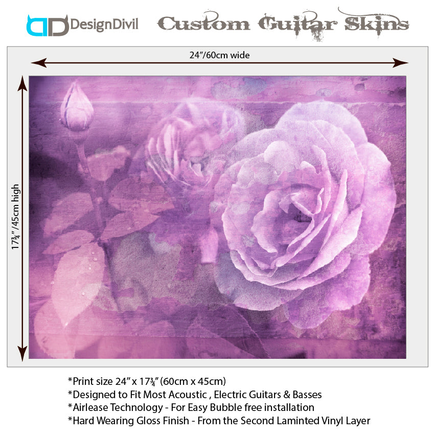 Acoustic/Electric Guitar Skin Wrap Vinyl Decal Sticker Vintage Rose GS175