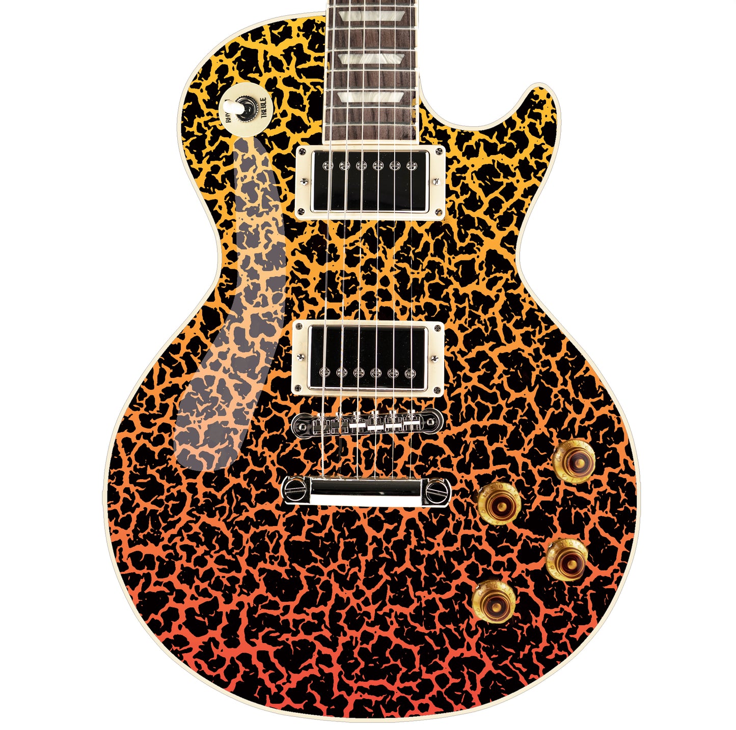 80's Metal Crackle Paint Selection Guitar/Bass Skin Wrap Sticker Skin. Hot Flame GS208