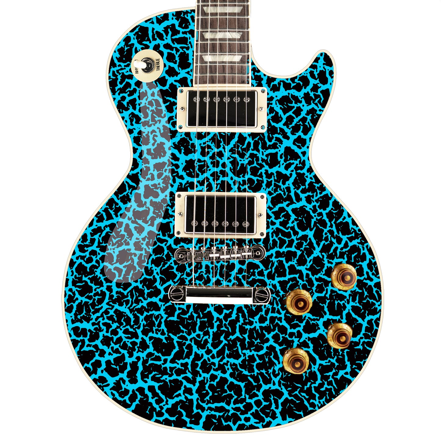 80's Metal Crackle Paint Selection Guitar/Bass Skin Wrap Sticker Skin. Blue Move GS215