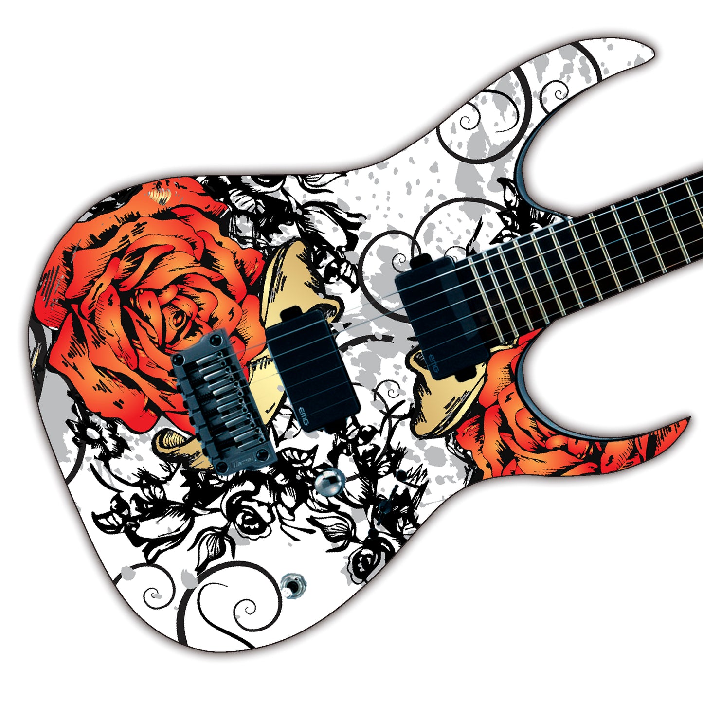 DesignDivil Custom Guitar Skin Wrap Laminated Vinyl Air Lease Decal. Manga Rose Tattoo GS23