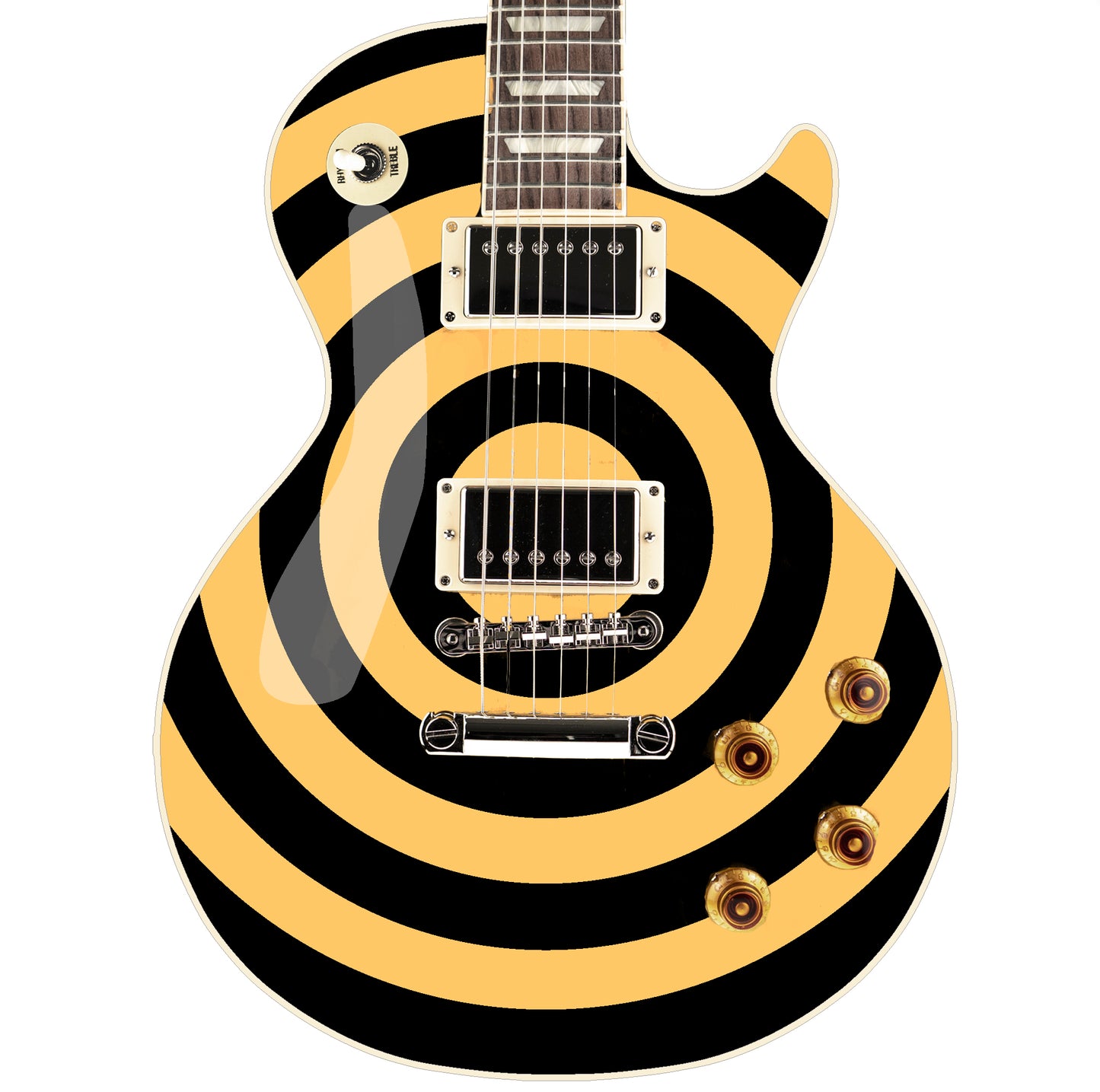 Bullseye Guitar Laminated Skin Wrap Vinyl Decal Stickers Guitar/Bass. Vintage Cream & Black GS35