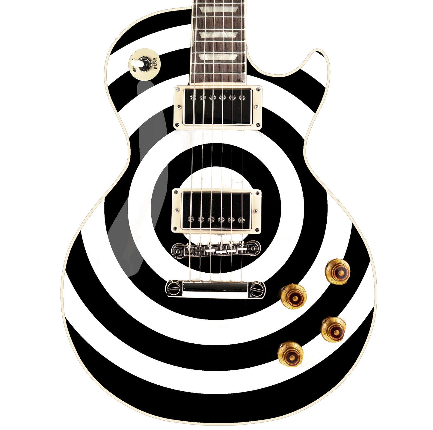 Bullseye Guitar Laminated Skin Wrap Vinyl Decal Stickers Guitar/Bass. White & Black GS36