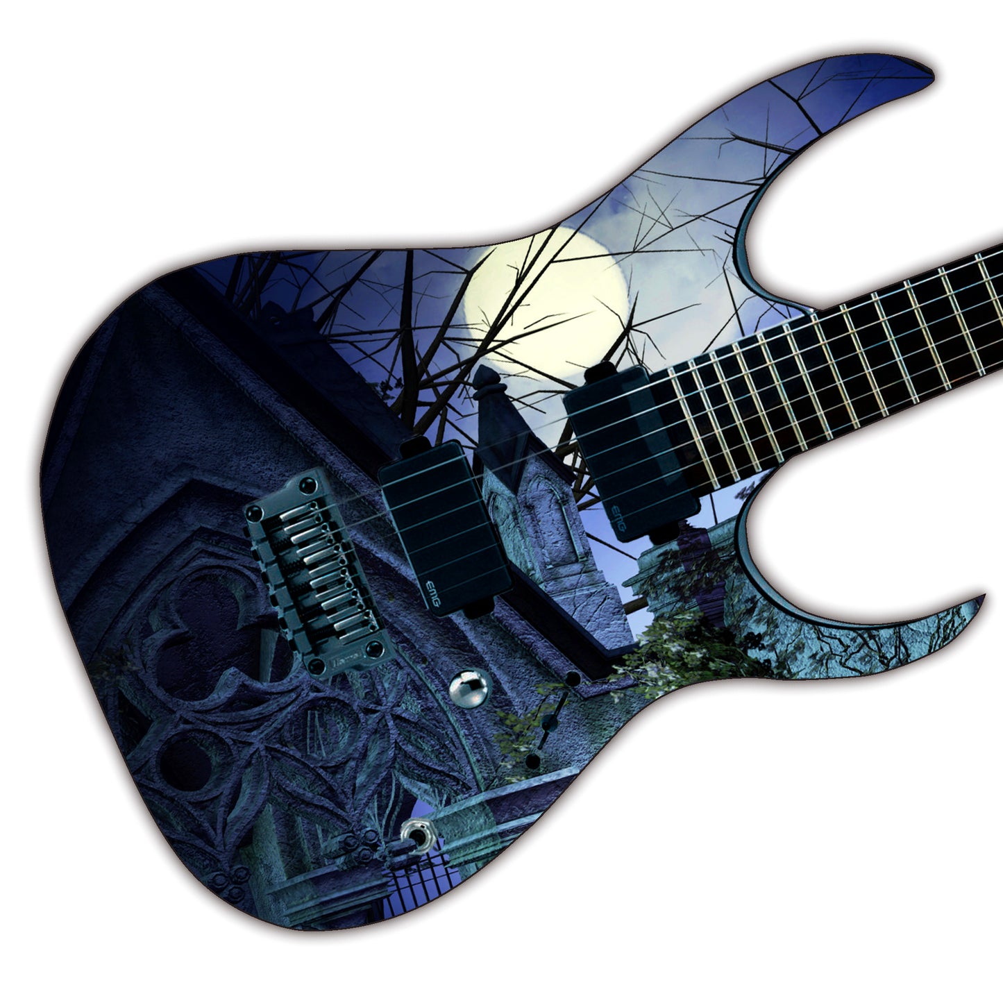 Guitar, Bass or Acoustic Skin Wrap Laminated Vinyl Decal Sticker Gothic Moon GS74