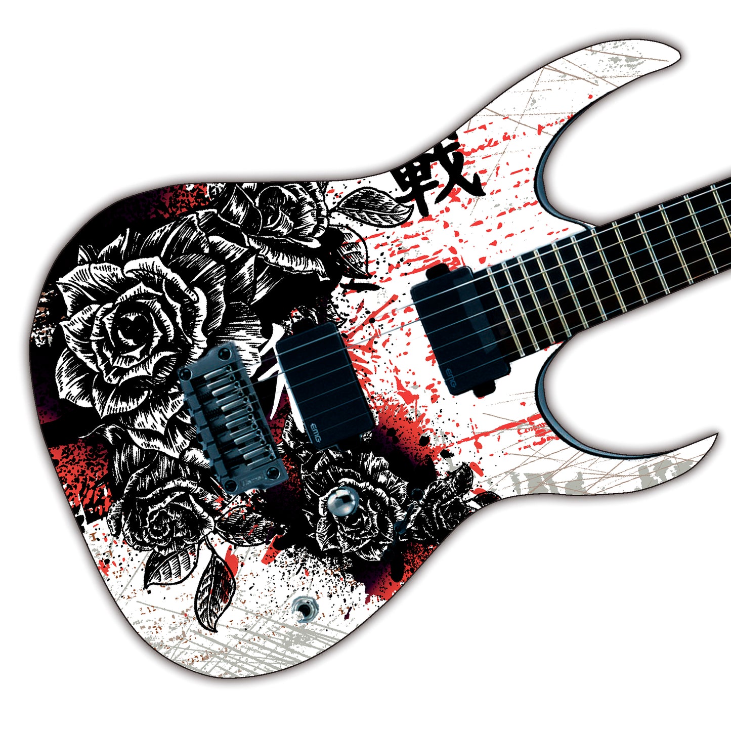 Guitar, Bass or Acoustic Skin Wrap Laminated Vinyl Decal Sticker The Black Rose GS81