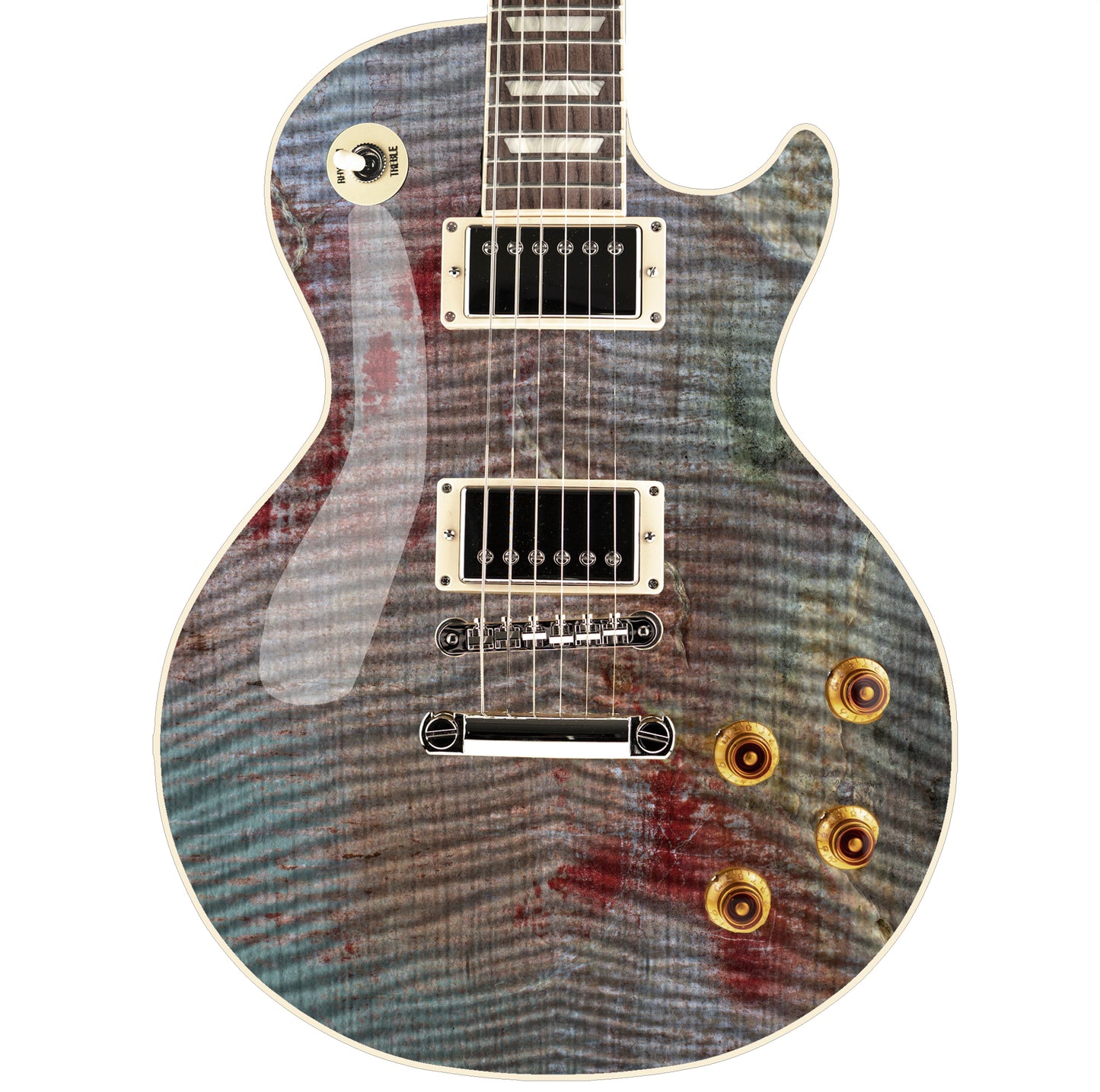 Guitar, Bass or Acoustic Skin Wrap Laminated Vinyl Decal Sticker Granite Flame GS87