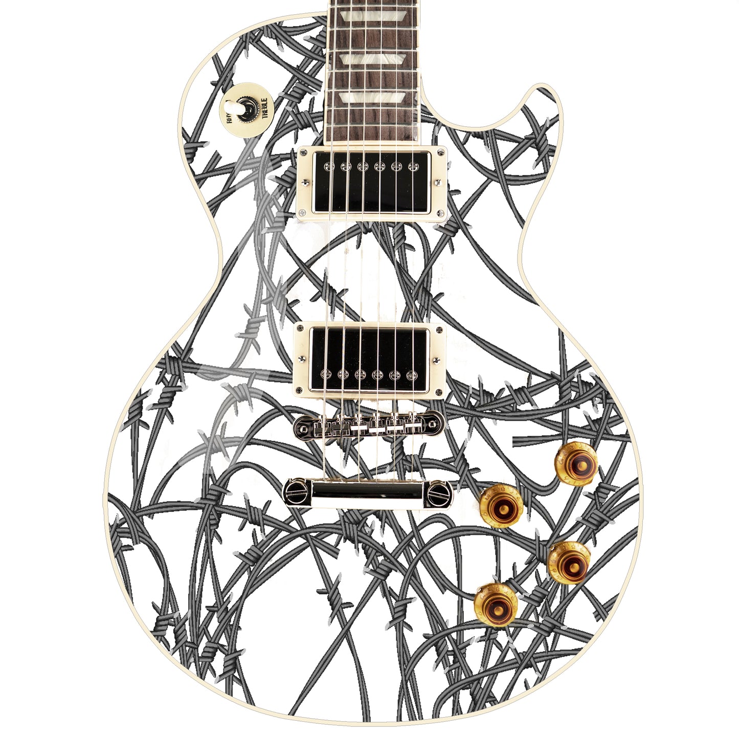 Guitar, Bass or Acoustic Skin Wrap Laminated Vinyl Decal Sticker The Barb Wire GS99