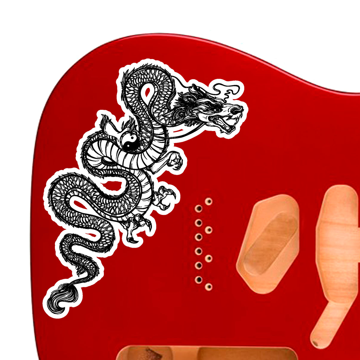 Custom Made Fire Dragon Decal Sticker Fits Guitars And Basses 3 Colour Designdivil