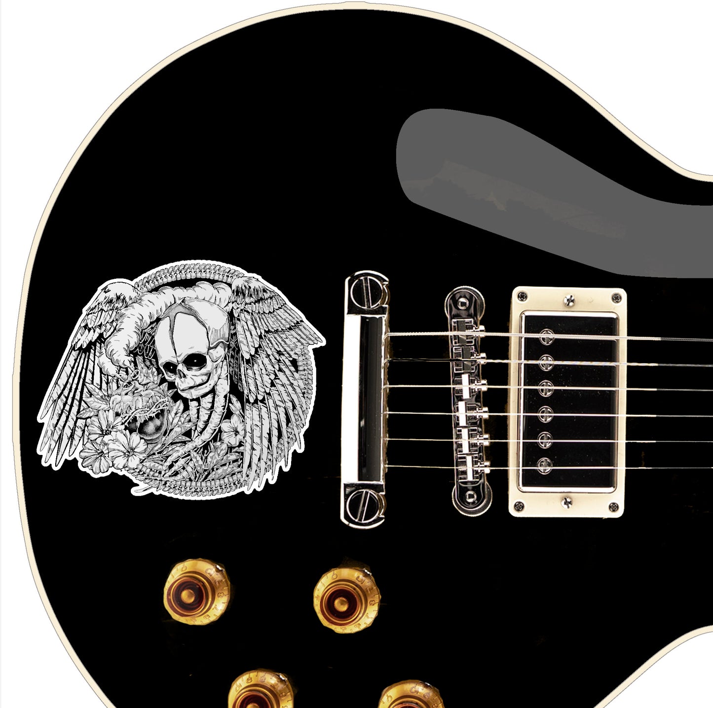 The Death Skulls 4 pack Decal Stickers. For Guitars & Basses. Also suitable for Gaming Consoles, Laptops, Walls or any flat smooth surface.