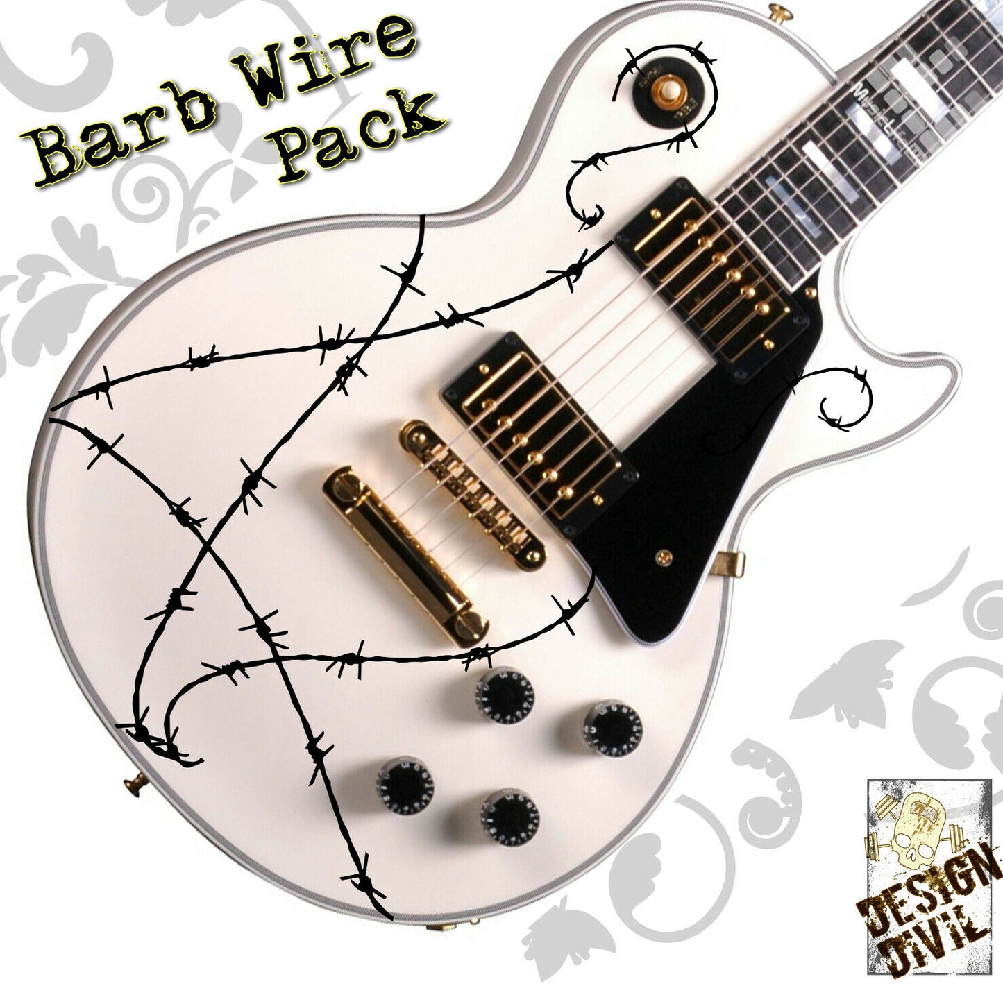 Awesome Barb Wire. Guitar Vinyl Matte Decal Sticker. Colour Options Available.