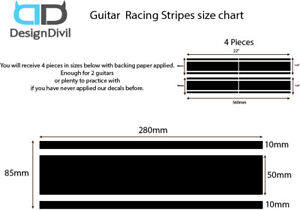 Wide Custom Racing Stripe Decal Stickers for Guitars & Basses. Colour Options Available