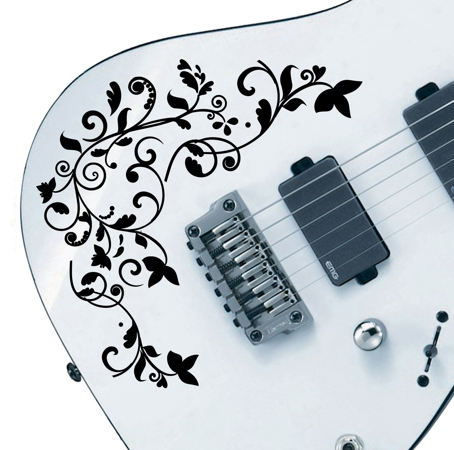 The Floral Swirl Guitar Vinyl Matte Decal Sticker.